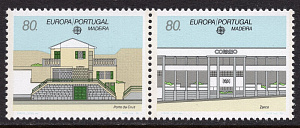 Мадейра, 1990, Европа, Почтамты и Почтальоны,2 марки из блока